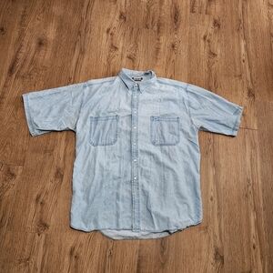 Rustler Light Blue Short-Sleeve Denim Button-Down Shirt